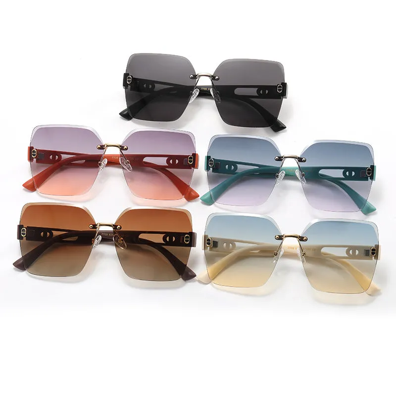 New Square Fashion Irregular Polygonal Sunglasses for Women Driving Anti-UV Trendy Fashion Frameless Sunglasses