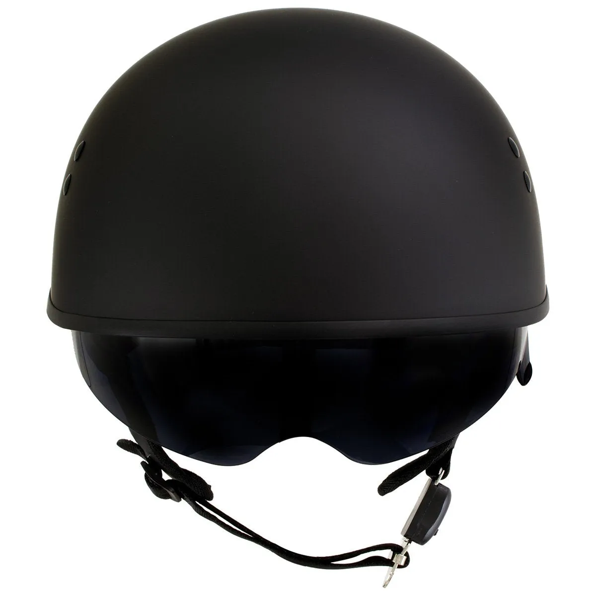 Outlaw T-72 'Black Widow' Flat Black Motorcycle Half Helmet with Drop Down Visor