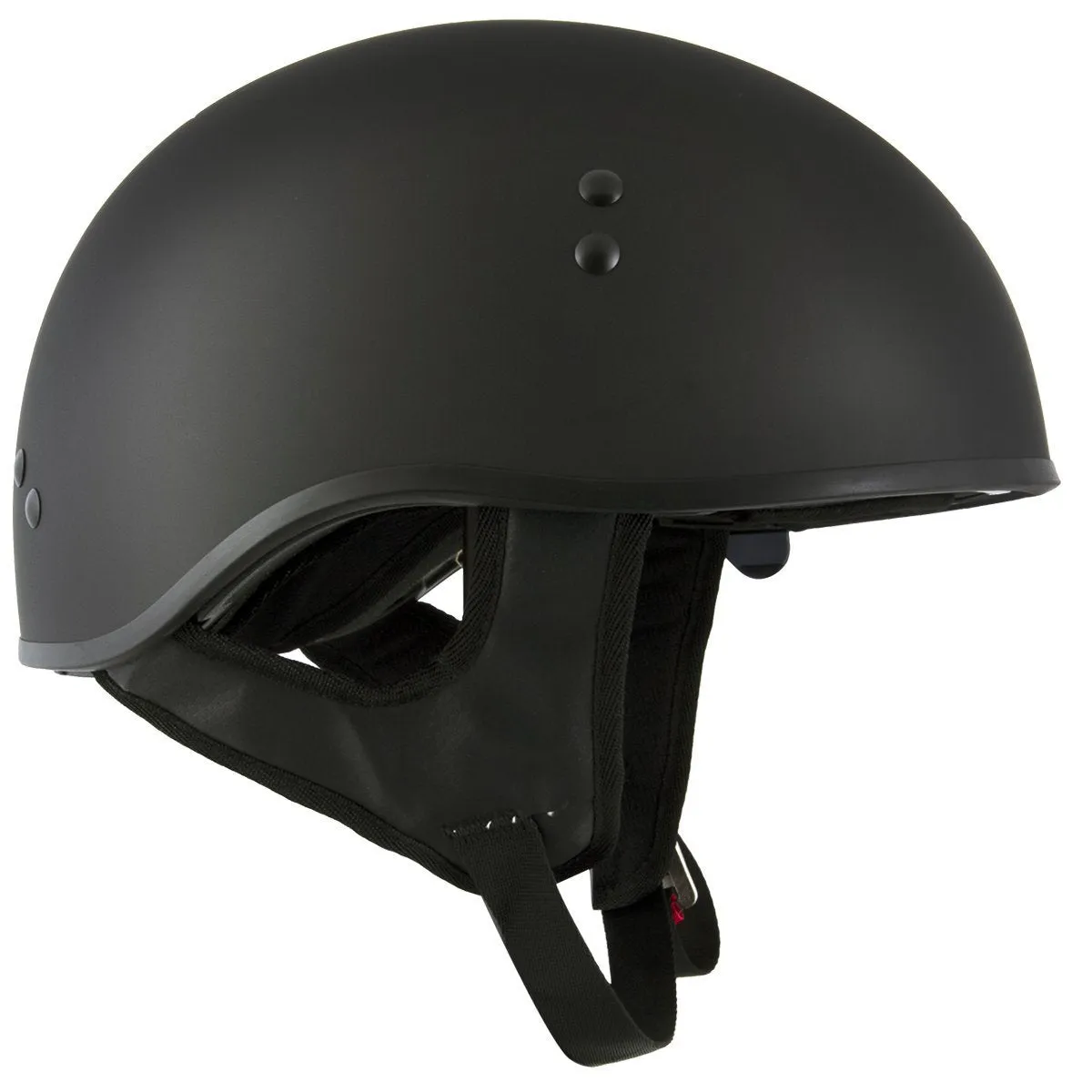 Outlaw T-72 'Black Widow' Flat Black Motorcycle Half Helmet with Drop Down Visor