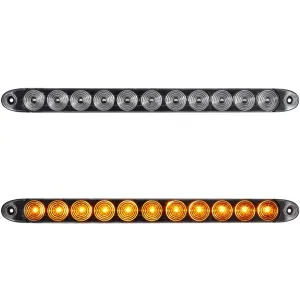 Partsam 2x Clear Lens Flange Mount 15" Turn Signal Marker light Bar Amber 11LED Waterproof for Trucks Trailers RV Boat, Super Thin Yellow Led Strip ID Light Bar P/T/C Parking Lights