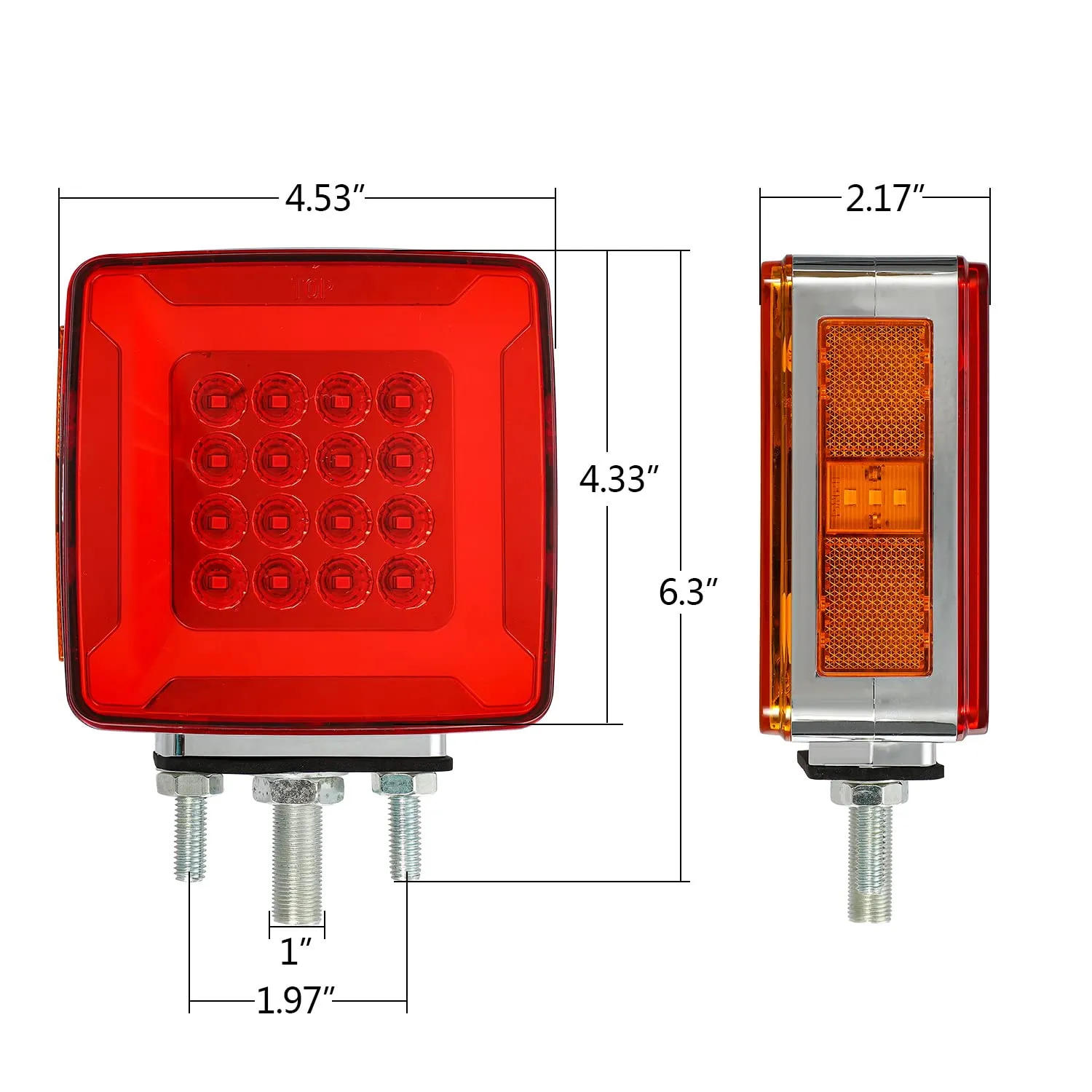 Partsam Pair Double Face Square Pedestal Fender Turn Signal Lights