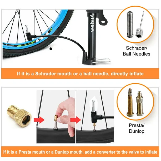 Portable 160PSI Floor Bike Pump Kit