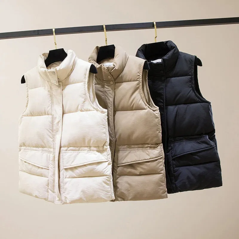 Snug Fit Windproof Sleeveless Padded Winter Vest Jackets