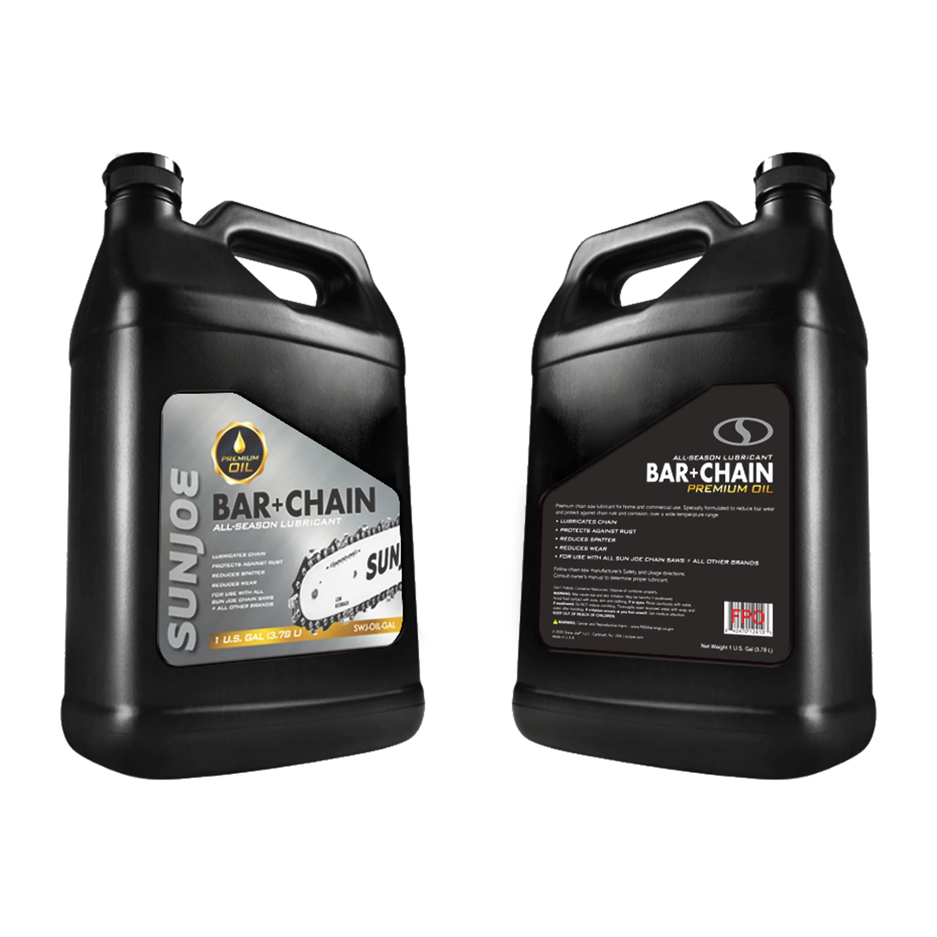 Sun Joe Premium Bar, Chain and Sprocket Oil Bundle | All Season Chainsaw Chain Lubrication | 1 Gallon | 3-Pack