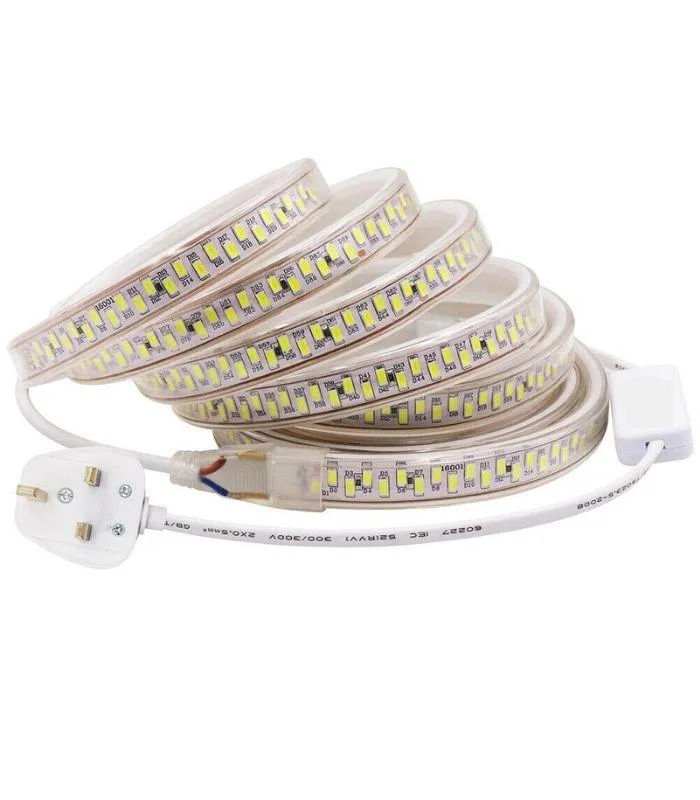 Warm White LED Strip 220V 240V 180LEDs/m SMD5730 IP65 with UK Plug