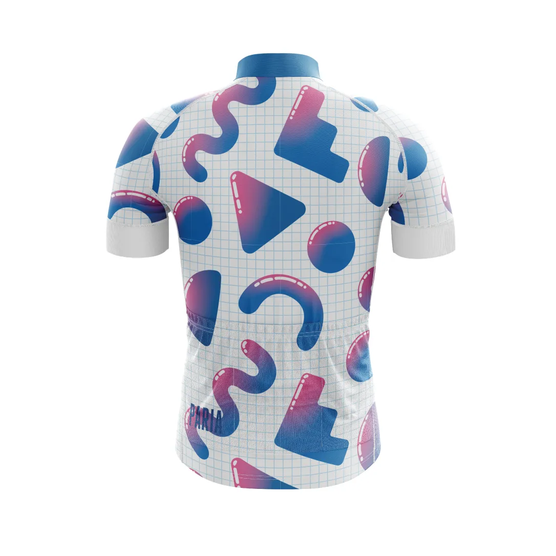 Xanthe Pink and White Geo Print Men's Cycling Jersey