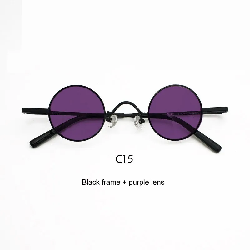 Yujo Unisex Acetate Alloy Small Round Sunglasses Y050