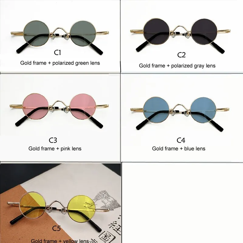 Yujo Unisex Acetate Alloy Small Round Sunglasses Y050