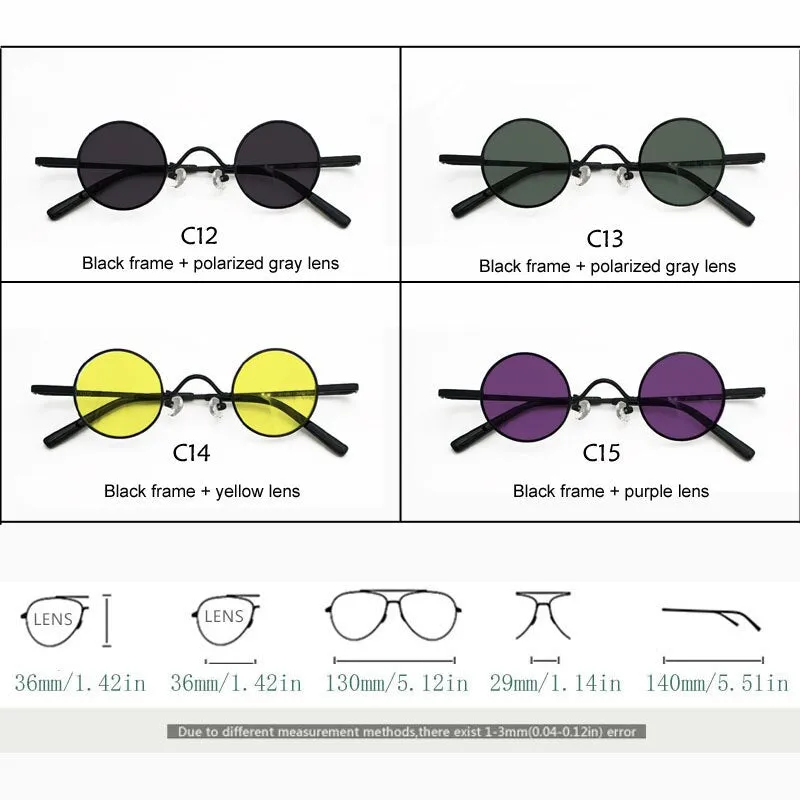 Yujo Unisex Acetate Alloy Small Round Sunglasses Y050